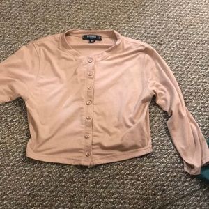Tan button down crop top